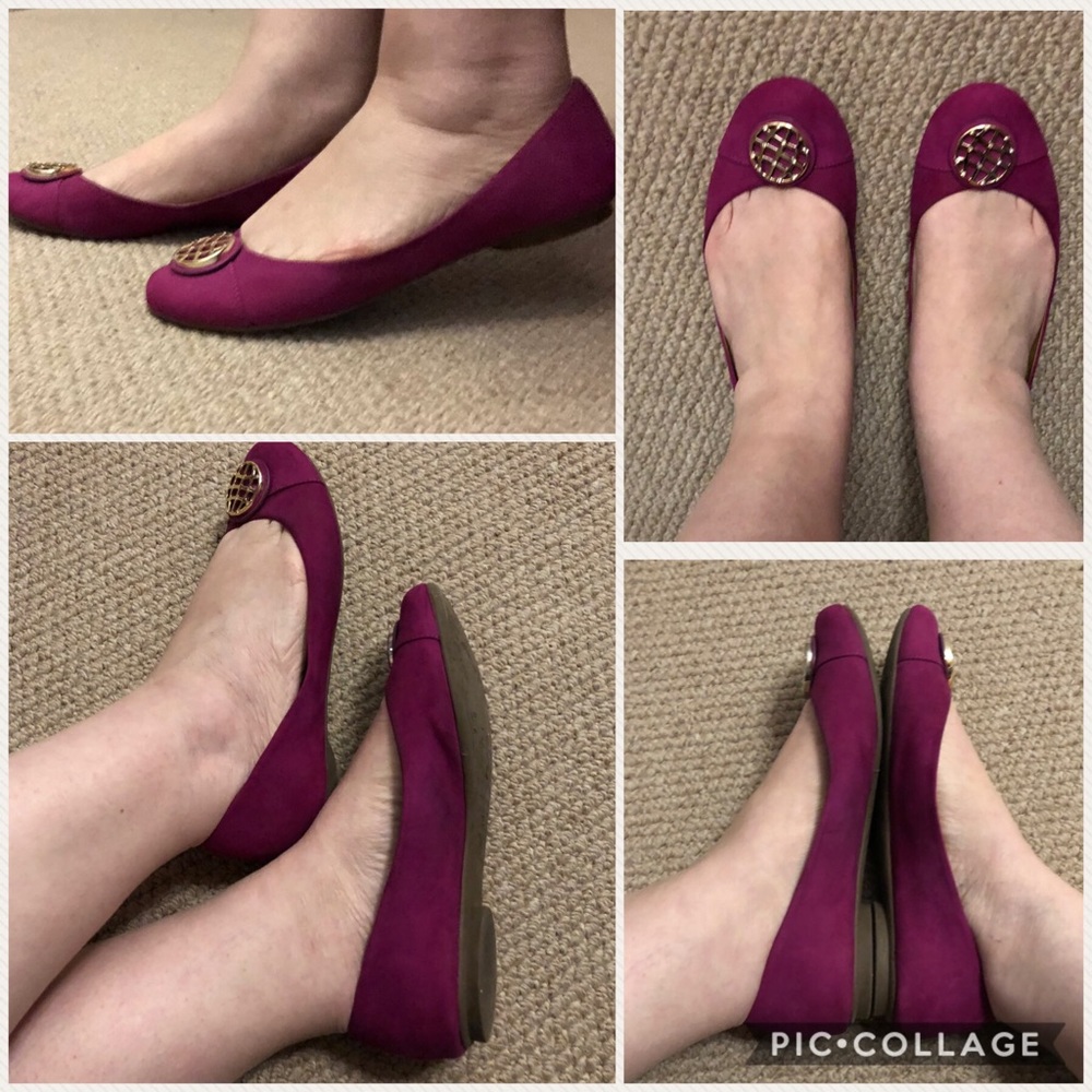 SALE Dumont pink flat suede / buckle w rhinestones
